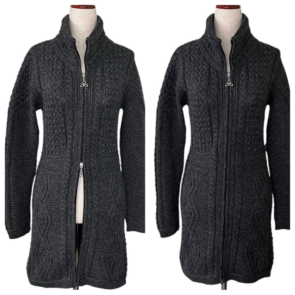 Aran Mor Ireland merino wool zipper cardigan Retail 155.00